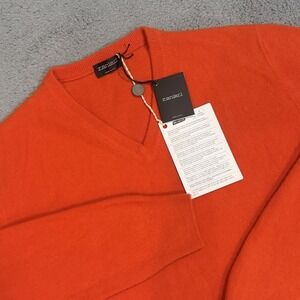 ZANIERI Men's XL 54 Red Orange Wool & Cashmere Jumper V-Neck Cardato Sweater